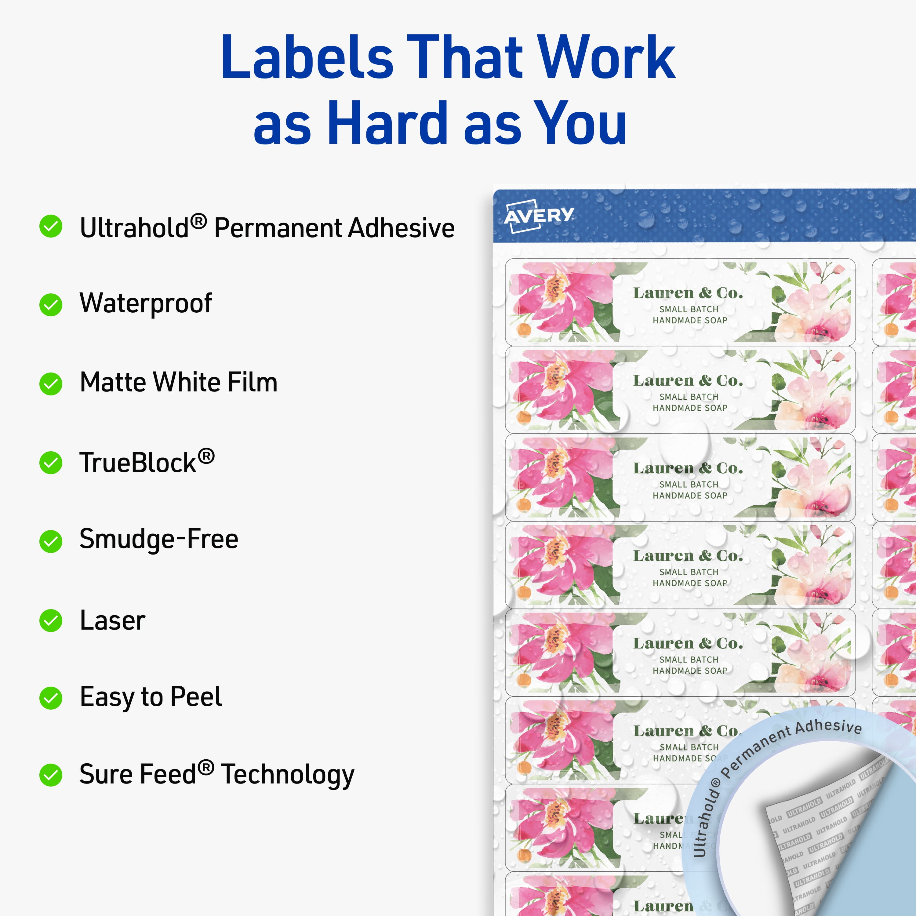 Avery Waterproof Rectangle Labels, 1" x 4", 1000 Total