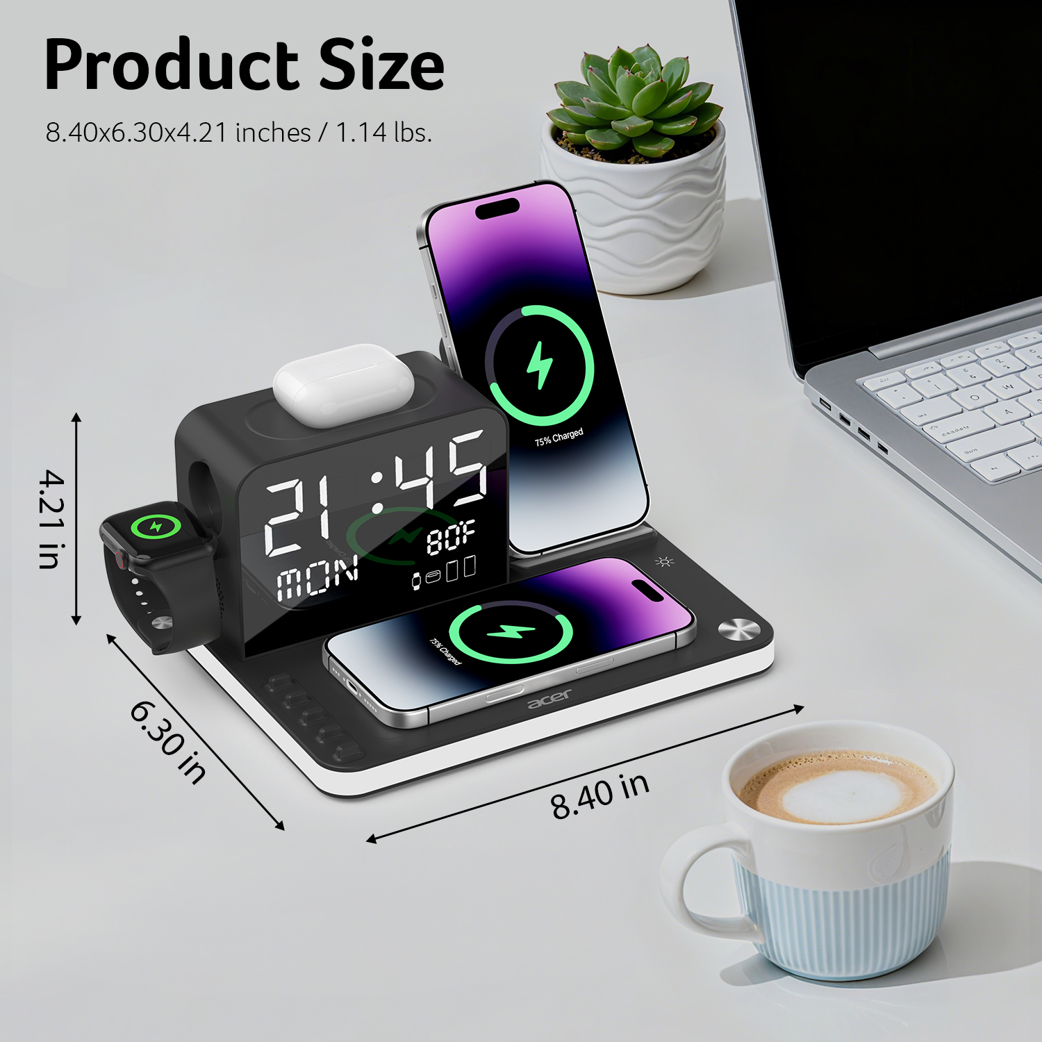 Acer 7-in-1 Wireless Charging Station, Black photo 7