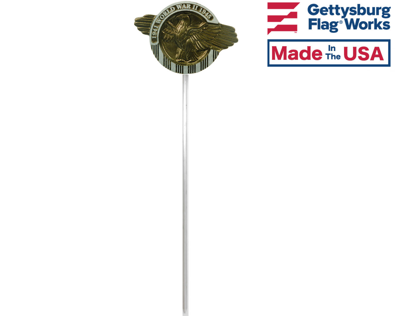 WWII Aluminum Grave Marker and Aluminum Rod, Cemetery Memorial Flag Holder, Veteran Plaque, Made in USA