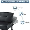 thumbnail image 2 of Aukfa Faux Leather Futon Convertible Sofa Bed for Home Office Twin Size, Black, 2 of 9
