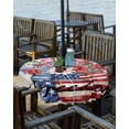 thumbnail image 2 of Fsddascl 4th of July Outdoor Tablecloth - 60 Inch Round Dining Table Cover, Red Blue Floral Independence Day Rustic Waterproof Outdoor Table Cloth with Umbrella Hole & Zipper for Picnic/Patio/Party, 2 of 7