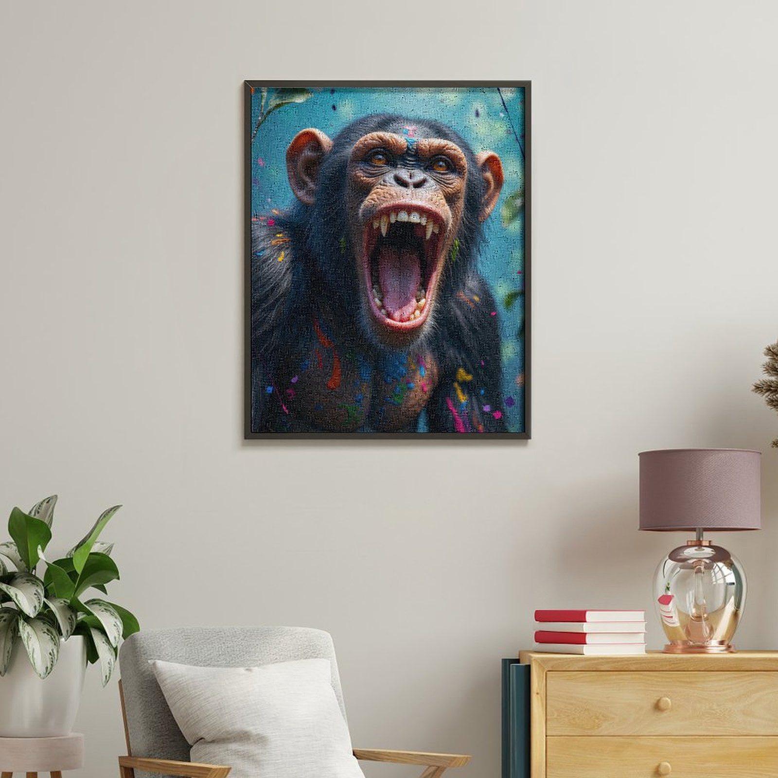 Paint By Numbers Kit for Adults Beginner - Chimpanzee Colorful Expression Art DIY Canvas Painting Kits for Adults, Frameless Paint By Number for Adults for Home Wall Decor 16x20 Inch