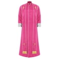 thumbnail image 2 of RUNQHUI Men's Priest Robe With Gold Trim And Cross Front Zip Closure For Church Worship And Cosplay Pink M, 2 of 7
