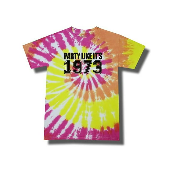 Party Like It's 1973 Adult Neon Tie Dye Spiral Short Sleeve Tees
