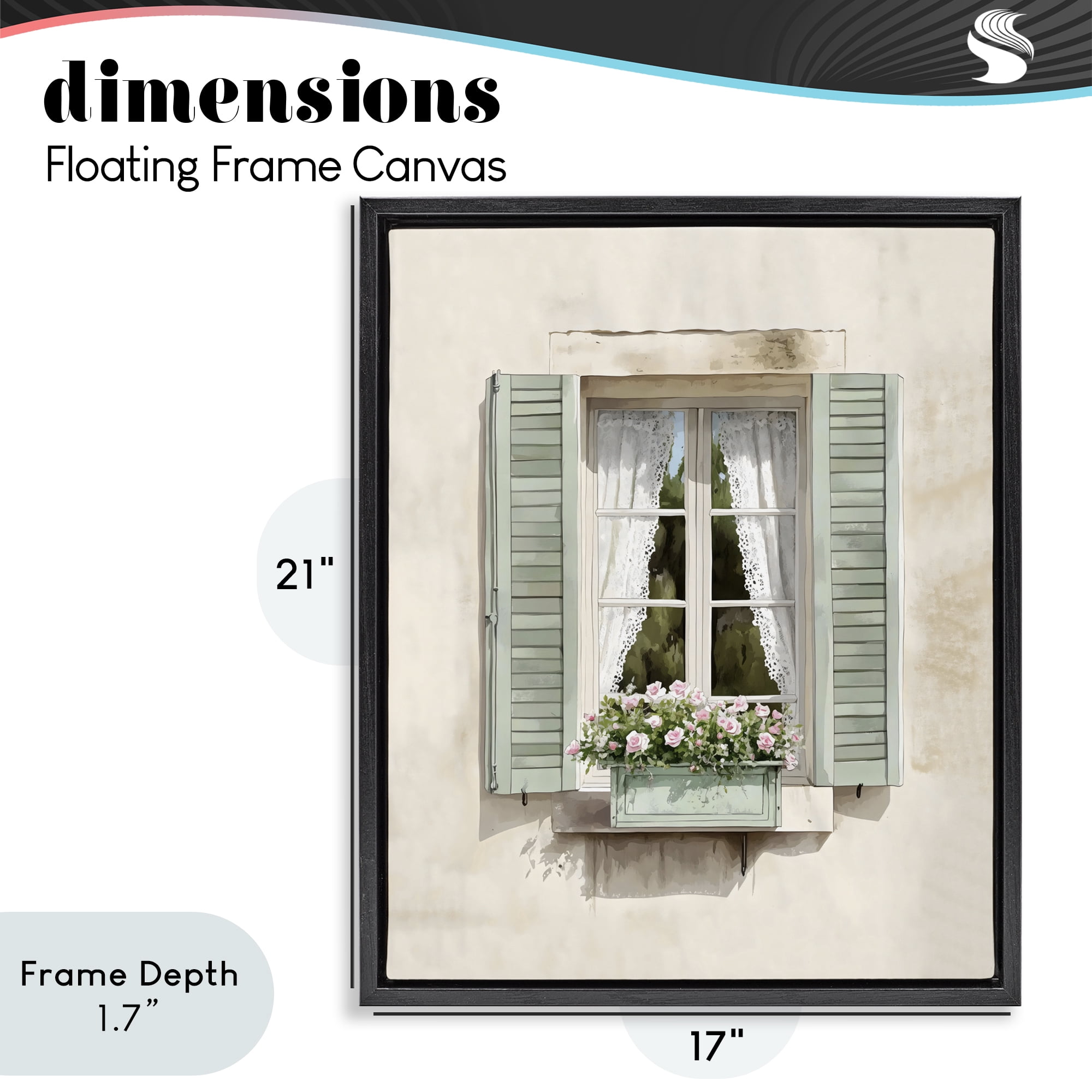Stupell Industries French Cafe Window Curtains Black Framed Floater Canvas Wall Art, design by LSR Design Studio