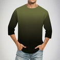 thumbnail image 2 of VSSSJ Men's 3/4 Sleeve Shirt Casual Fashion Gradient Color Three Quarter Sleeve T Shirts Comfortable Crewneck Relaxed Fit Tee Tops Green XXXXXL, 2 of 5