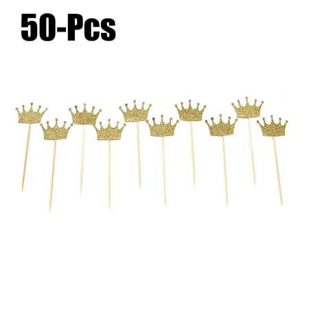 50PCS Cake Topper,Justdolife Glitter Crown Shape Cupcake Topper Cupcake Pick Party Decor Topper for Baby Shower (The Best Baby Shower Cakes)