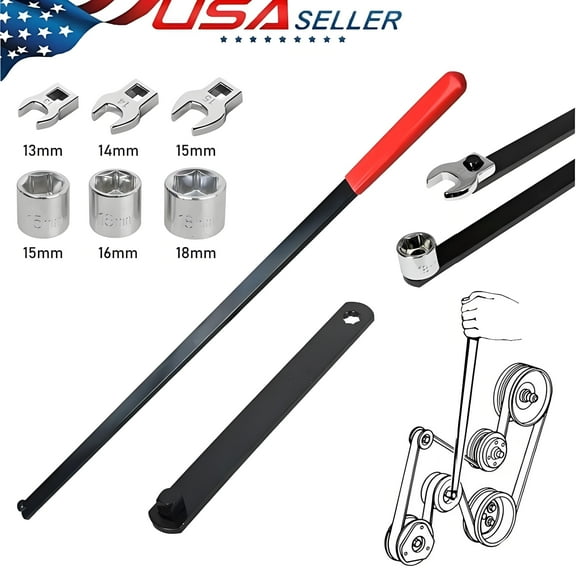 8-Piece Serpentine Belt Tool Set with 3/8" Pulley Wrench, Carbon Steel Automotive Belt Removal & Installation Kit