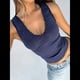 thumbnail image 4 of Camisetas Sin Mangas con Cuello en V para Mujer 2025, Camisetas de Punto Sin Mangas, Suéter Informal de Verano, Chaleco Azul Marino S, 4 of 8