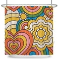 thumbnail image 6 of Hippie Shower Curtain for Bathroom Boho Groovy Floral Rainbow Flowers Love Shower Curtain with Hooks Polyester Waterproof Fabric Retro 70s Shower Curtain Decor Bathtub, 72x72 Inch, 6 of 6