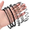 thumbnail image 6 of Xinwanna Black Metal Headbands Unisex Spring Wavy Hairband Non-Slip Sports Hair Hoop for Men Women Fitness Daily Wear (5pcs), 6 of 13