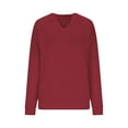 thumbnail image 4 of FRSASU Womens Casual Long Sleeve V Neck Sweatshirts Cute Loose Fit Lightweight Pullover Tops Red, 4 of 9
