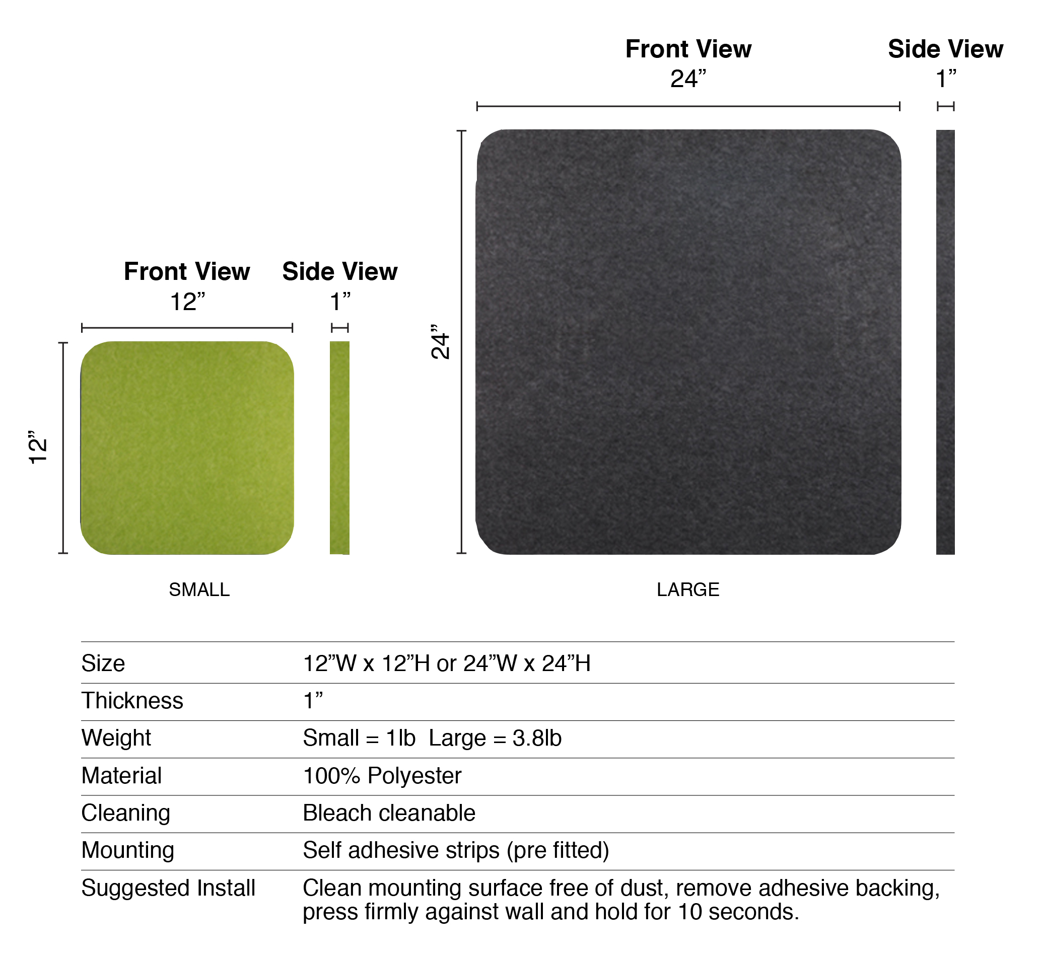 Lumeah  Sound Dampening Pinnable Tile Panel, 11.5"H x 11.5" W, 12 Pack Grey - image 3 of 5