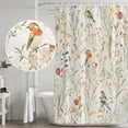 thumbnail image 4 of Spring Floral Shower Curtain Set - 72" x 78" Washable Bathtub Curtain with 12 Hooks, Summer Birds Botanical Country Pastoral Waterproof Fabric Stall Shower Curtains for Bathroom/Bathtub Décor, 4 of 6