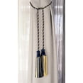 thumbnail image 3 of Decorative Chainette Double Tassel Curtain and Drapery Tieback / Holdback, 4" Tassel (10cm), 29" Spread (73.5cm) # CDCT, Nautical Blue #565 (Navy Blue, Yellow Gold, Midnight Blue) Set of 2, 3 of 4