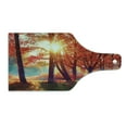 thumbnail image 2 of Tree Cutting Board, Autumnal Foggy Park Fall Nature Scenic Scenery Woods of Maple Trees Sunbeams, Tempered Glass Cutting and Serving Board, Wine Bottle Shape, Orange Yellow Teal, by Ambesonne, 2 of 5
