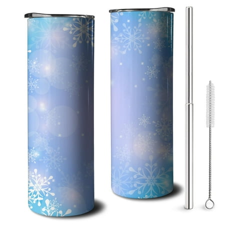 

20OZ Christmas Eve Claus Dream Blue Plain Style Stainless Steel Cups & Water Tumbler with Straw and Lid for Water ，could Gifts for Travelers Women