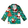 thumbnail image 6 of FAOWME Family Matching Christmas Pajamas Set Outfits Long Sleeve Turndown Collar Santa Claus Print Buttons Top And Pant Comfortable Soft Sleepwear For Child Kids-Green 13-14 Years, 6 of 7