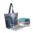 thumbnail image 2 of FORMRS Womens Canvas Tote Bag with Zipper Inner Pocket Shoulder Handbag, Moon Floral Waterfall, 2 of 7