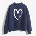 thumbnail image 4 of Bibifish Womens Hoodies Heart Graphic Hooded Sweatshirts Half Turtleneck Long Sleeve Soft Loose Fit Casual Daily Streetwear Dating Outings Pullover, 4 of 4