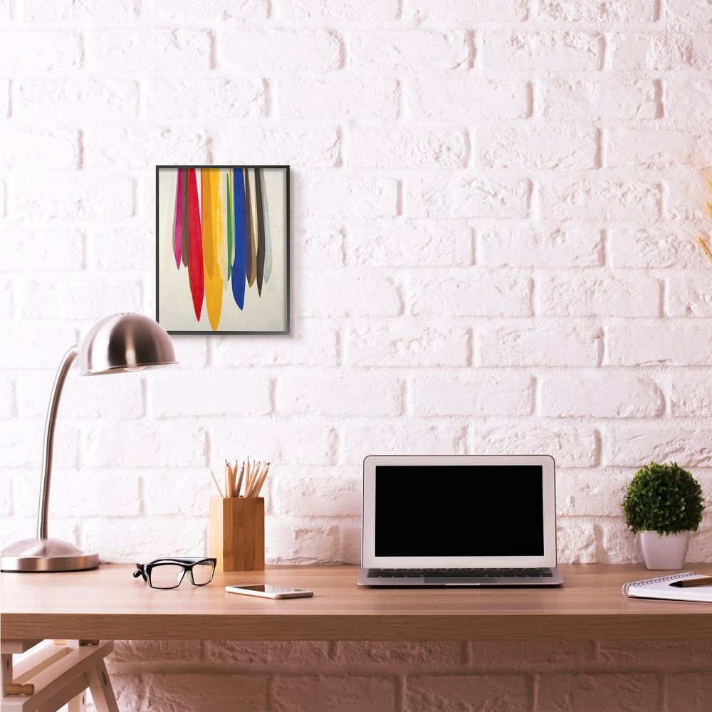 Stupell Industries Rainbow Ribbons Abstract Shape Design Framed Wall Art by Third and Wall