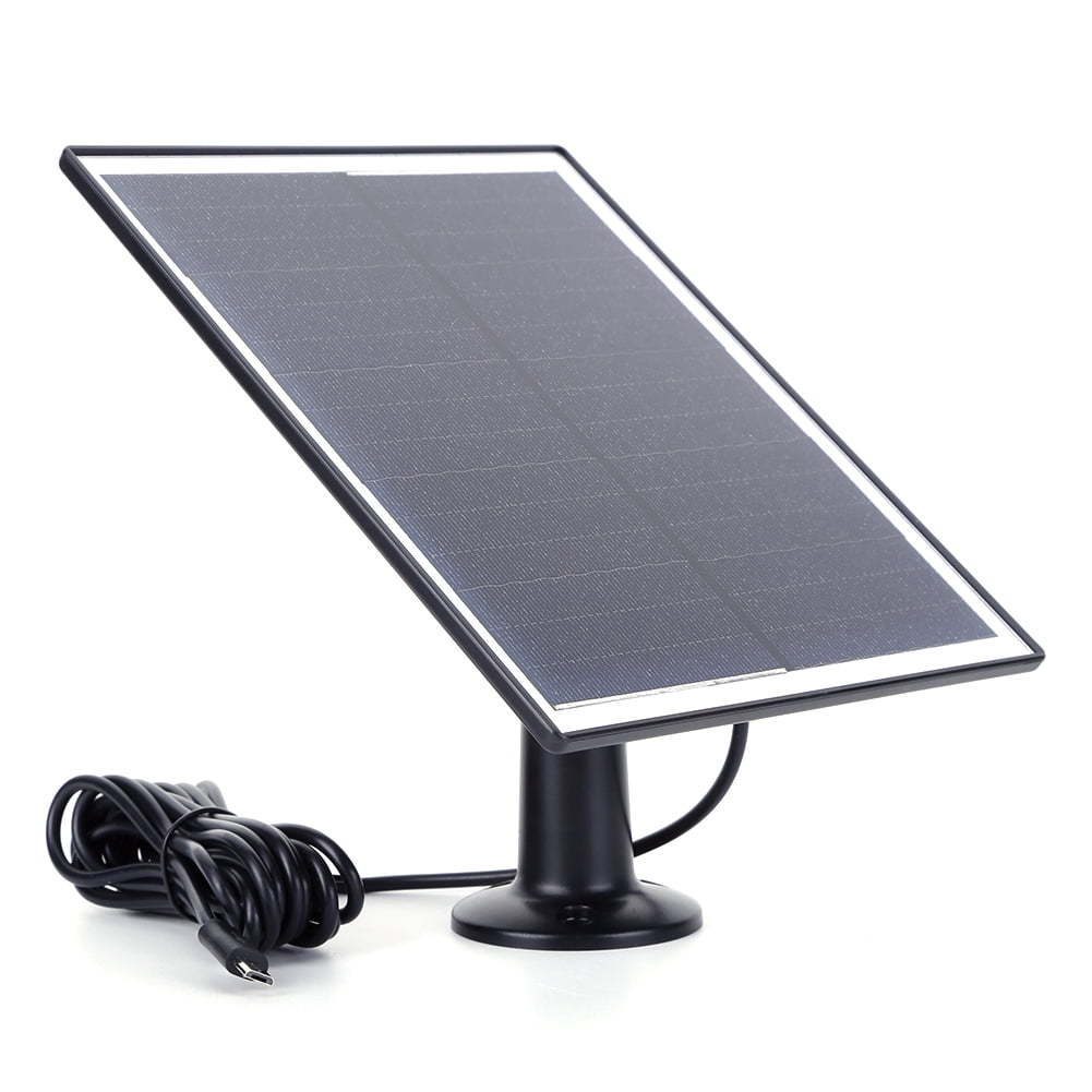 20W 5V Shingled IP65 Solar Panel, 24% High-Efficiency Micro USB Solar Charger for Security Cameras (Black)