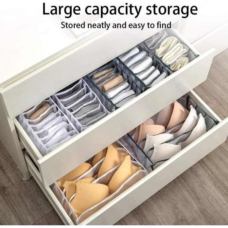 11 Grids Underwear Drawer Organizers Dividers Closet Dresser Clothes  Storage Organizer Box For Bras Scarves Ties Socks Boxes, White 