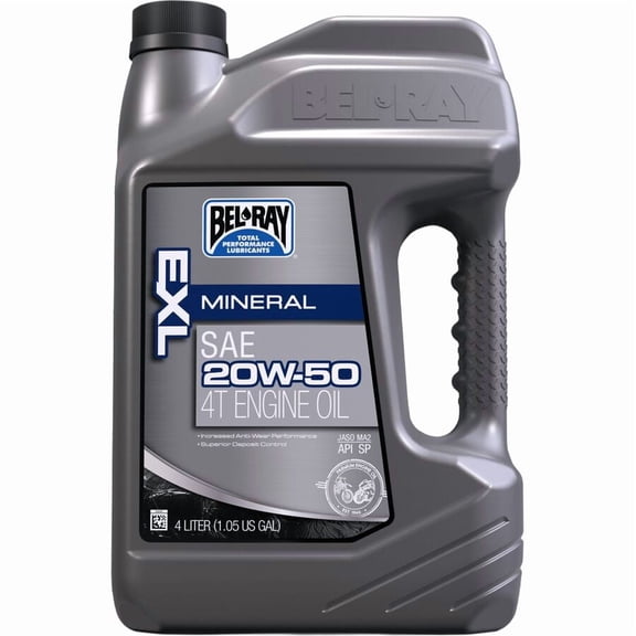 Bel-Ray  99100-B4LW; Exl Mineral 4T Engine Oil 20W- 50 4-Liter