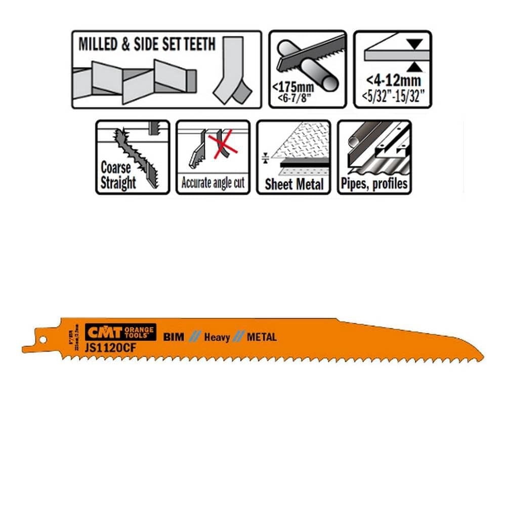 CMT JS1120CF-5 9 TPI 5-Piece 8-Inch Bimetal Saw Blades for Reciprocating Saws