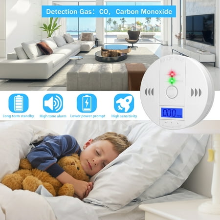 SUGARDAY Carbon Monoxide Detector Battery Operated with Digital LCD Display Test/Reset Button 1 Pack