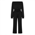 thumbnail image 7 of Kaemgyyd Jumpsuits for Women Casual Loose off Shoulder Long Sleeve Romper Baggy Wide Leg Pants One-Piece Outfit with Pockets, 7 of 7