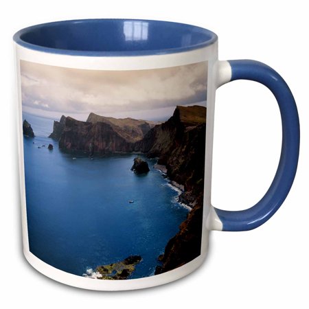 3drose, Portugal, Madeira, Ponta De Sao Lourenco. Cliff Along Sea., 11oz Two-tone Blue Mug