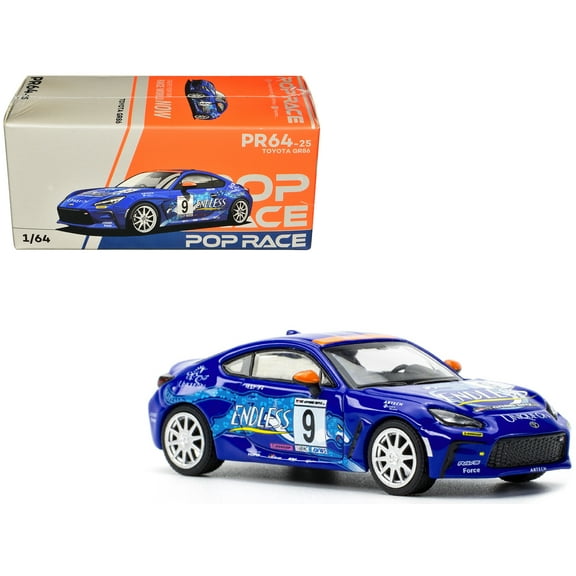 Toyota GR86 #9 "Endless" Blue with Graphics 1/64 Diecast Model Car by Pop Race