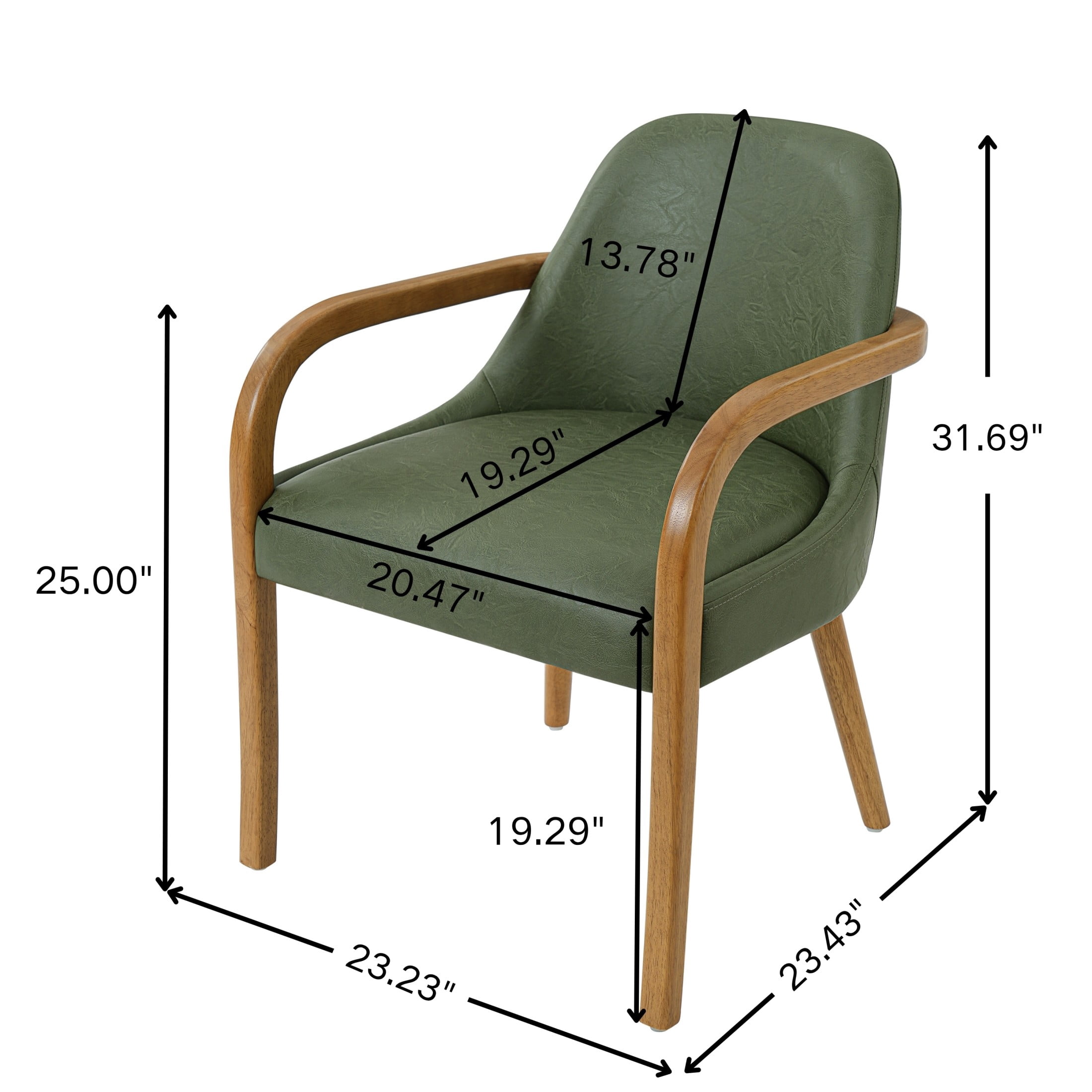 Christopher Knight Home Mid-Century PU Upholstered Dining Chairs with Wood Legs, Green, Set of 2