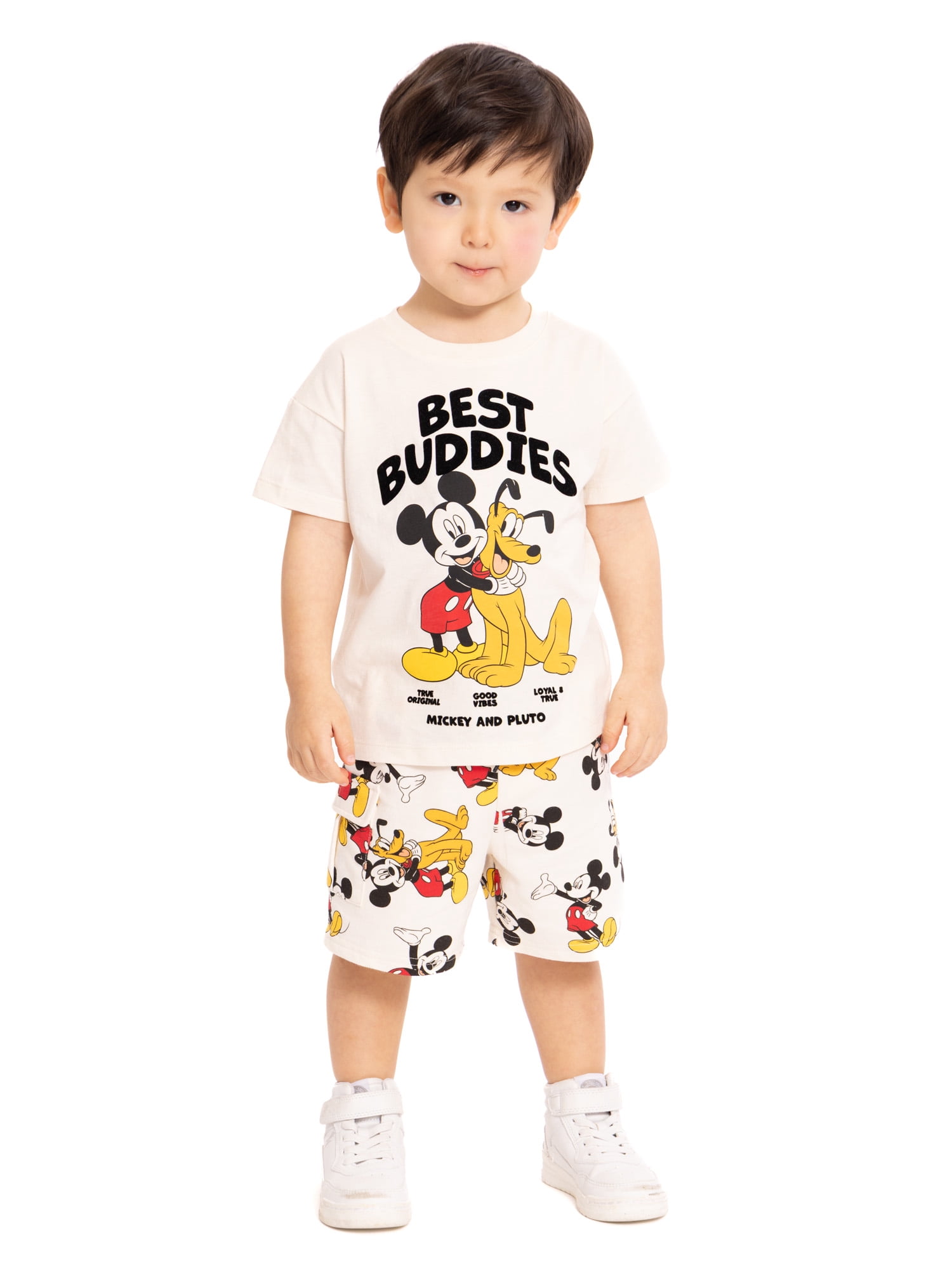 Mickey Mouse Baby and Toddler Boy Short Sleeve Graphic Tee and Matching Shorts Set, 2-Piece, Sizes 0/3M-5T