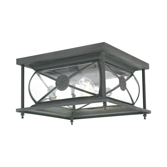 Livex Lighting Providence 2 Light Outdoor Ceiling Mount in Charcoal