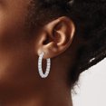 thumbnail image 3 of Sterling Silver Rhodium-Plated Cz Hinged Oval Hoop Earrings (27 X 21) Made In Indonesia qe7999, 3 of 5