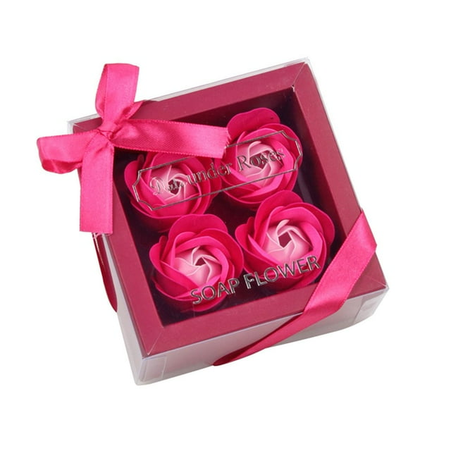 1 Box Soap Rose Flower Charming Vivid Nice-Smelling Colorfast Soap Flower Gift Box for Valentine‘s Day