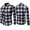 thumbnail image 4 of Shuttle tree Men's Button Down Regular Fit Long Sleeve Plaid Tartan Casual T Shirt Tops Slim Tee, 4 of 5