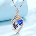 thumbnail image 5 of Taioiat Double Birthstone Necklaces for Women 18K Gold Plated Birthstone Rose Flower Jewelry Anniversary Valentines Day Mother's Day Birthday Gifts for Her Wife Girlfriend Mom, 5 of 7