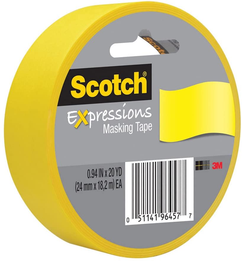 Scotch Expressions Masking Tape, 1Inch x 20Yards, Primary Yellow, 6