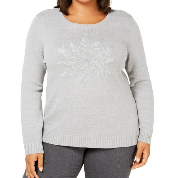 Womens Sweater Plus Embroidered Pullover 0X