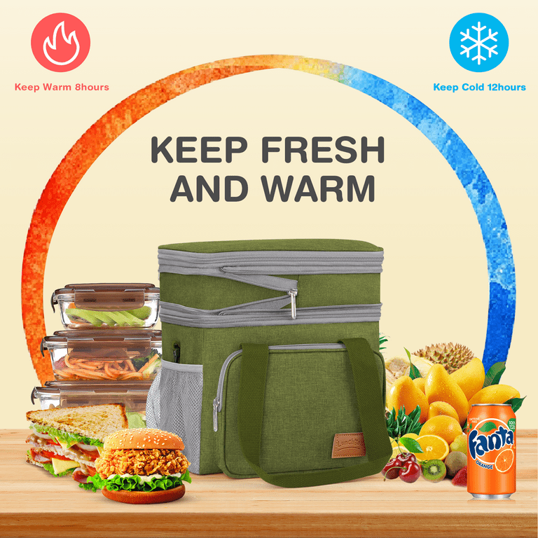 Small Lunch Bag Insulated Thermal Lunch Box For Women Men Kids Leak-proof  Waterproof Lunch Cooler Tote Bags For School Work Picnic Camping Green