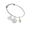 thumbnail image 2 of Delight Jewelry Two-tone Small Acorn with Crystals Silvertone Let Things Go Tree Charm Bangle Bracelet, 2 of 4