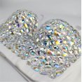 thumbnail image 2 of Women‘s Bra Handmade Rhinestone Shining  Push up Bustier Club Party Bra Cropped Top Vest(WHite）, 2 of 8
