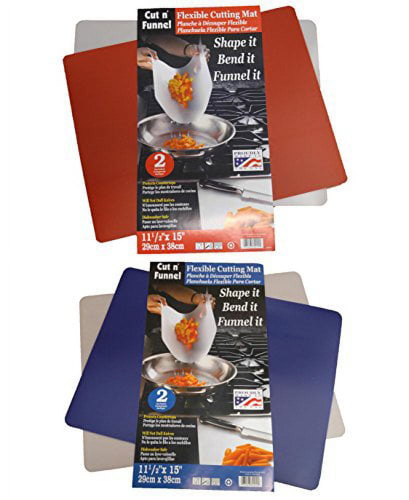 Cut N' Funnel Gingerbread/Dark Red 2 Pack Flexible Plastic Cutting Board Mat 15 inch by 11.5 inch, Size: 15 x 11.5 x 0.08