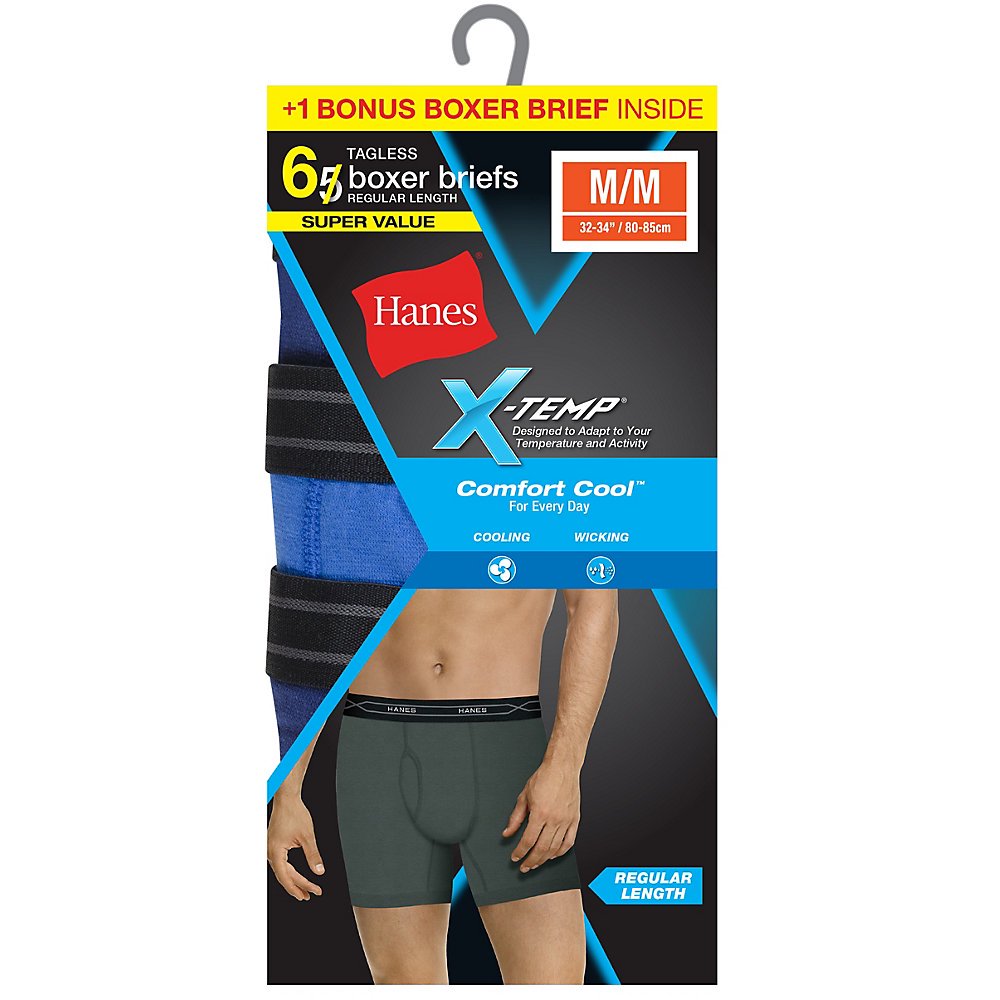 Hanes Hanes XTemp Regular Length Boxer Brief, 5+1 Bonus Pack