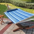thumbnail image 6 of Lazy Daze Hammocks Hammock Quilted Fabric with Pillow for Two Person Double Size Spreader Bar Heavy Duty Stylish, Blue Stripe, 6 of 7