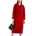 thumbnail image 2 of UKAP Manteaux Trench pour Femmes Veste à Col Rabattu Pardessus à Double Boutonnage Manteau Décontracté de Bureau Rouge TP, 2 of 5