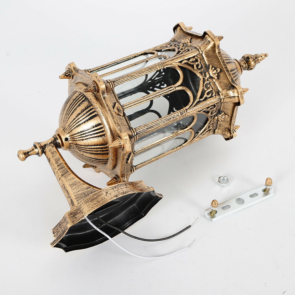 Wall Lights GDAE10 Aluminum Lamp Retro Pavilion Palace Outdoor Sconces Antique Lighting Fixture for Home Patio Garden Vintage 3W Without Plug/E27 Bulb DIY Antique Brass Lantern Shape Yellow Bronze